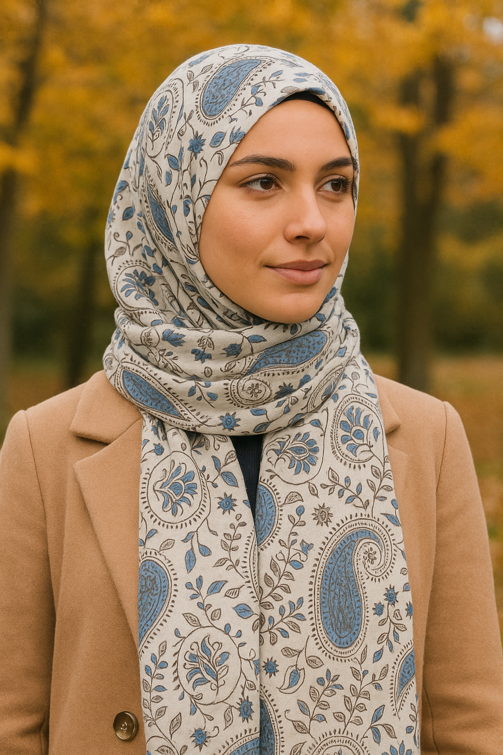 Blue Paisley luxe printed jersey scarves and Hijab
