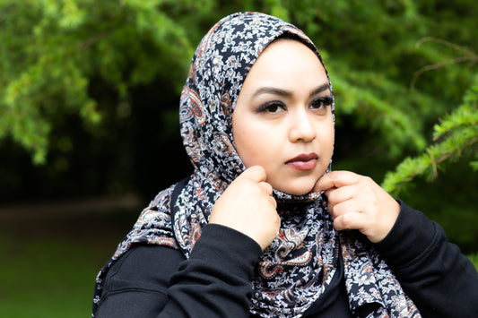 Black Paisley Jersey Scarf