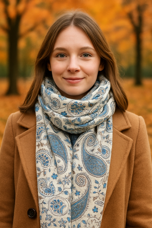 Blue Paisley luxe printed jersey scarves and Hijab