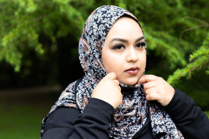 Black Paisley Jersey Scarf