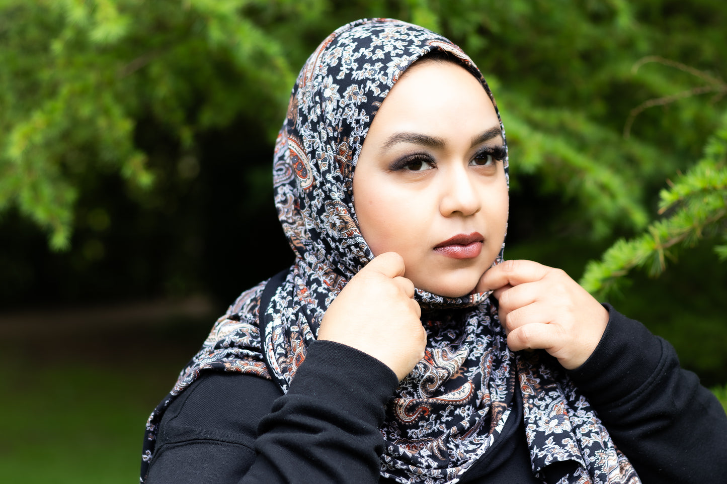 Black Paisley Jersey Scarf