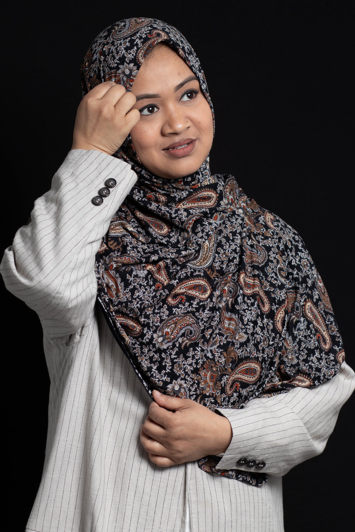 Black Paisley Jersey Scarf