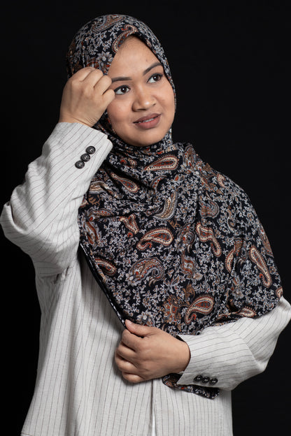 Black Paisley Jersey Scarf