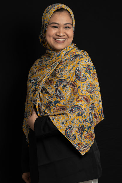 Mustard Paisley Jersey Scarf
