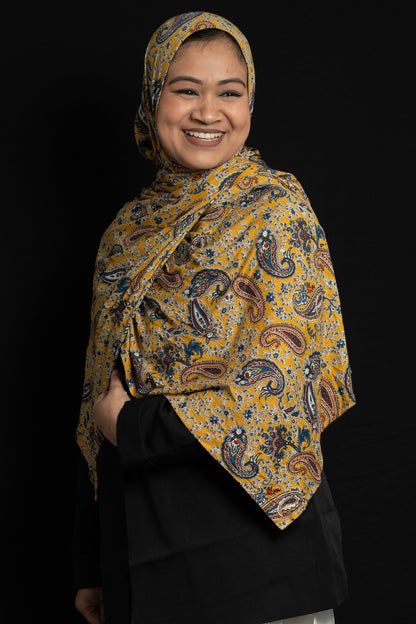 Mustard Paisley Jersey Scarf